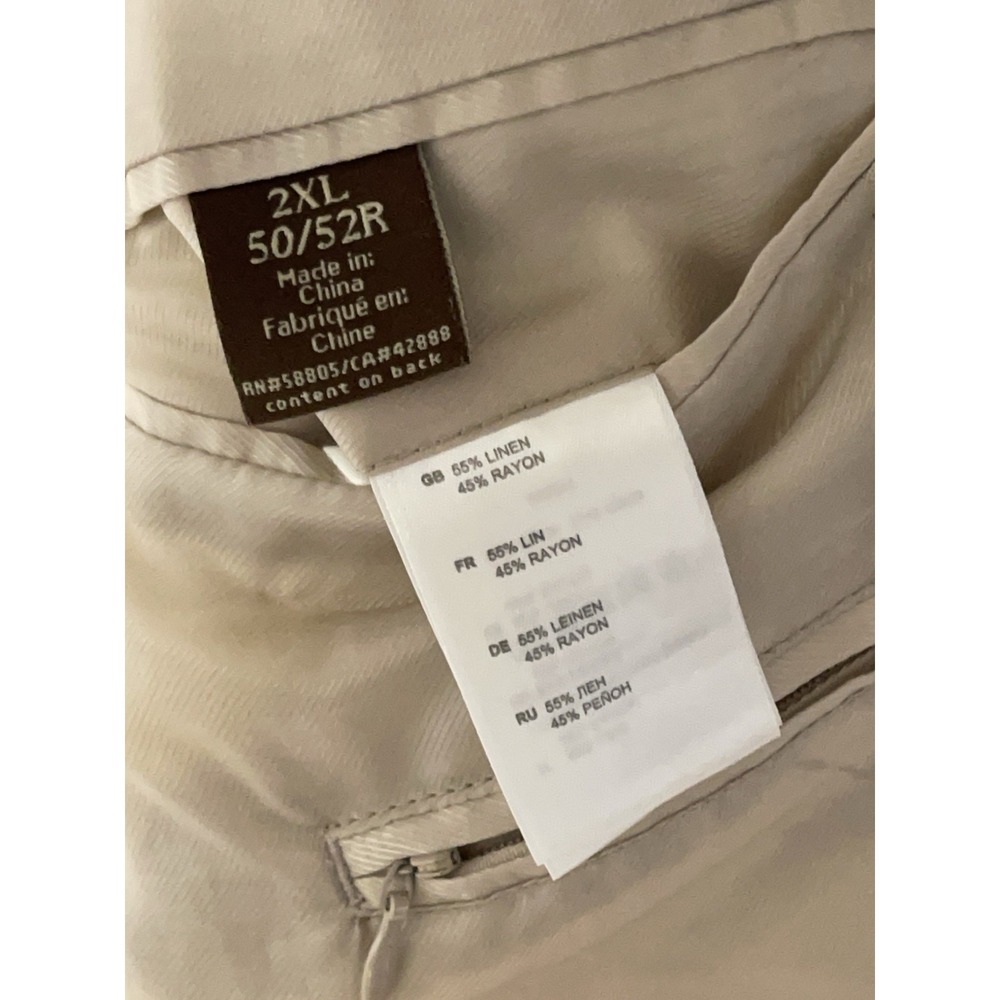 Oak Hill Blazer Men's 2XL Beige Linen Blend 2B Flannel Academia DXL 50-52R Luxe - Picture 9 of 11